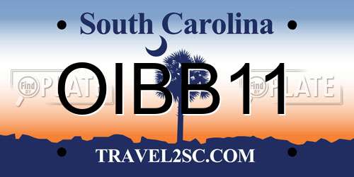 OIBB11 South Carolina License Plate