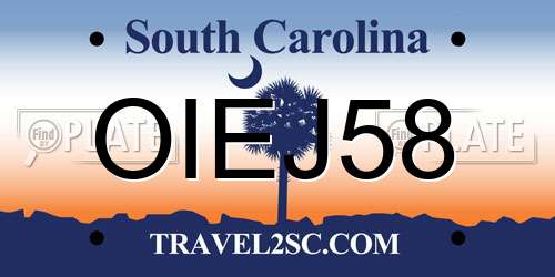 OIEJ58 South Carolina License Plate