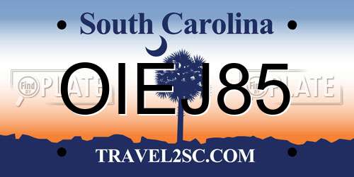 OIEJ85 South Carolina License Plate