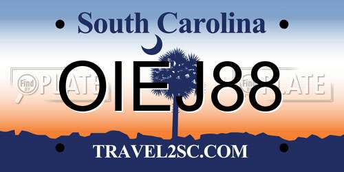 OIEJ88 South Carolina License Plate