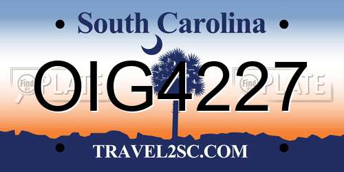 OIG4227 South Carolina License Plate