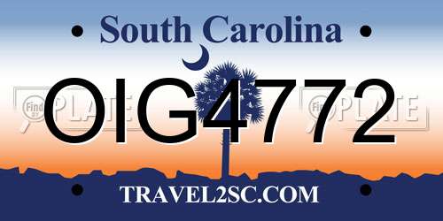 OIG4772 South Carolina License Plate