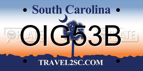 OIG53B South Carolina License Plate