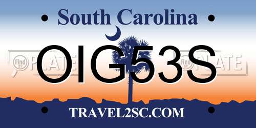 OIG53S South Carolina License Plate