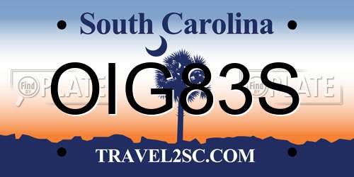 OIG83S South Carolina License Plate