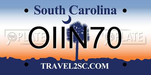 OIIN70 South Carolina License Plate
