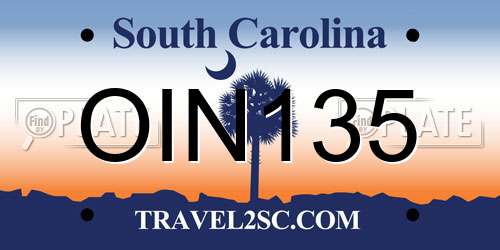 OIN135 South Carolina License Plate