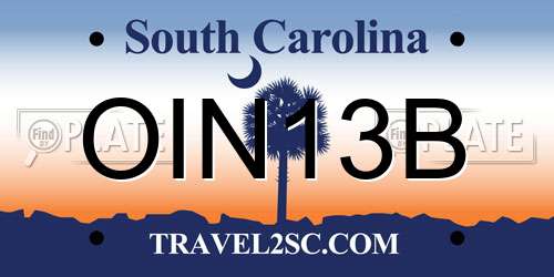 OIN13B South Carolina License Plate