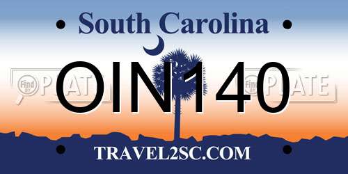 OIN140 South Carolina License Plate