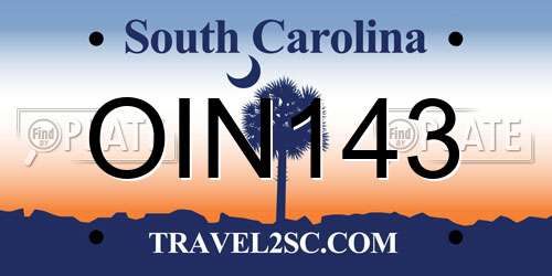 OIN143 South Carolina License Plate