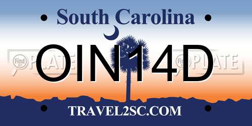 OIN14D South Carolina License Plate
