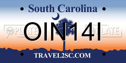 OIN14I South Carolina License Plate