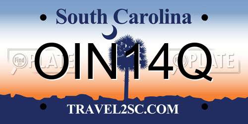 OIN14Q South Carolina License Plate