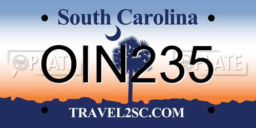 OIN235 South Carolina License Plate
