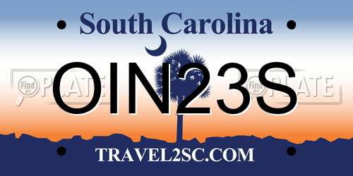 OIN23S South Carolina License Plate