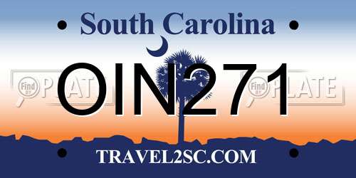 OIN271 South Carolina License Plate