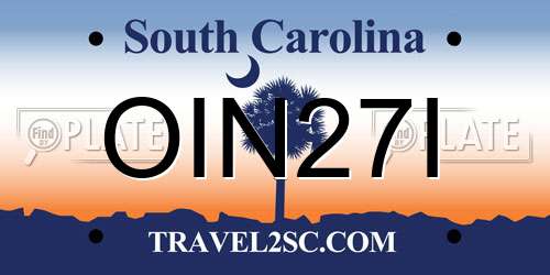 OIN27I South Carolina License Plate