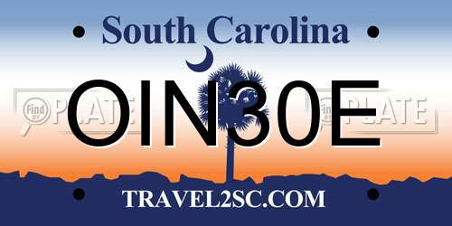 OIN30E South Carolina License Plate