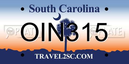 OIN315 South Carolina License Plate