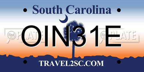 OIN31E South Carolina License Plate