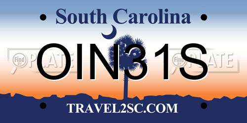 OIN31S South Carolina License Plate