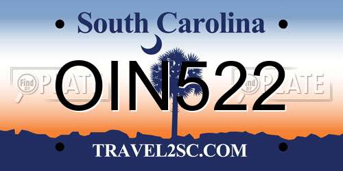 OIN522 South Carolina License Plate