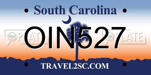 OIN527 South Carolina License Plate