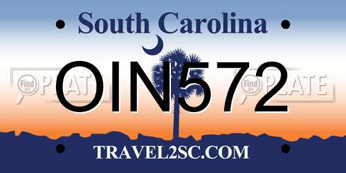 OIN572 South Carolina License Plate