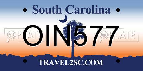 OIN577 South Carolina License Plate