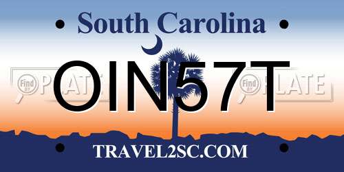 OIN57T South Carolina License Plate
