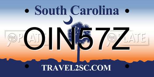 OIN57Z South Carolina License Plate