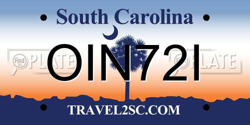 OIN72I South Carolina License Plate
