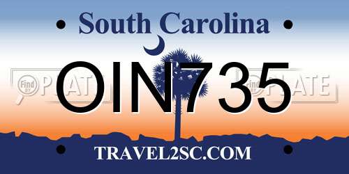 OIN735 South Carolina License Plate