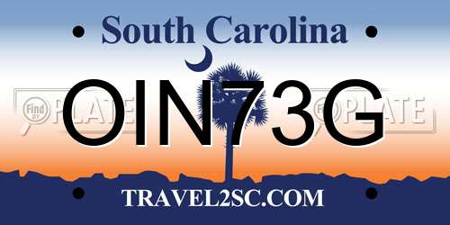 OIN73G South Carolina License Plate