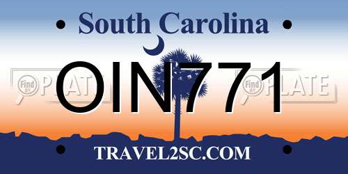 OIN771 South Carolina License Plate