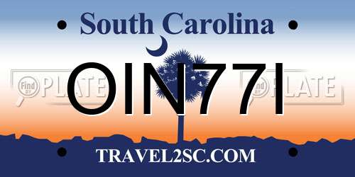 OIN77I South Carolina License Plate