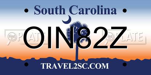 OIN82Z South Carolina License Plate