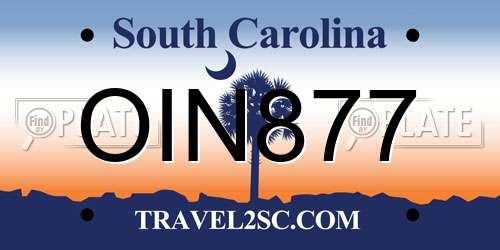 OIN877 South Carolina License Plate