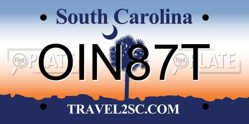 OIN87T South Carolina License Plate