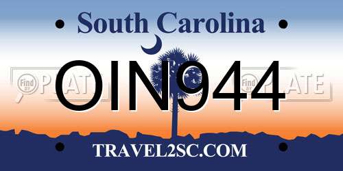 OIN944 South Carolina License Plate