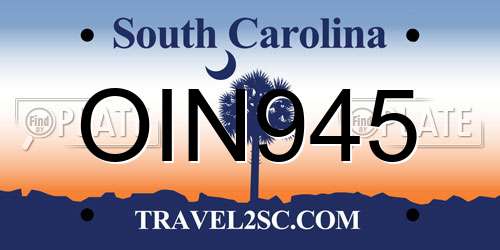 OIN945 South Carolina License Plate