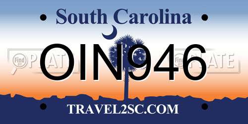OIN946 South Carolina License Plate