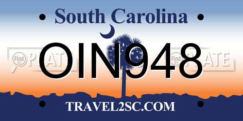 OIN948 South Carolina License Plate