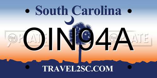 OIN94A South Carolina License Plate