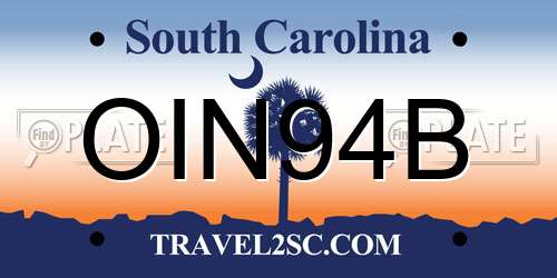 OIN94B South Carolina License Plate