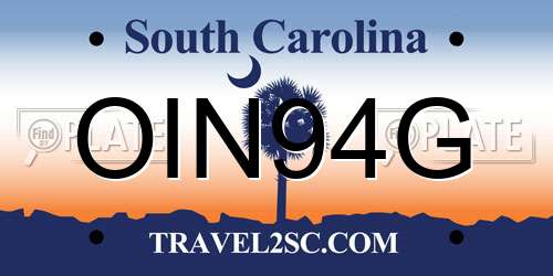 OIN94G South Carolina License Plate