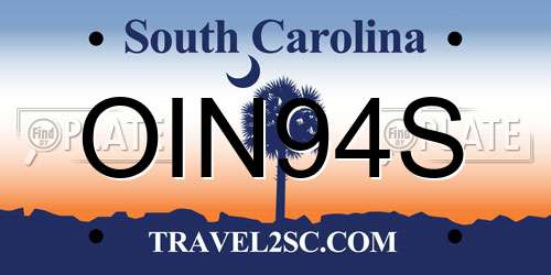 OIN94S South Carolina License Plate