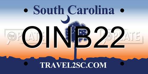 OINB22 South Carolina License Plate