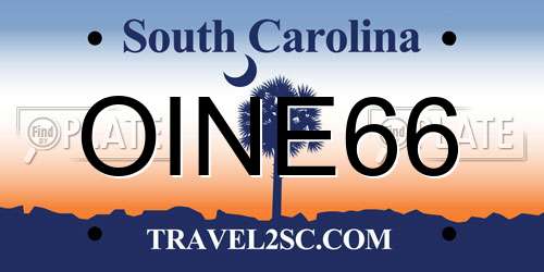 OINE66 South Carolina License Plate