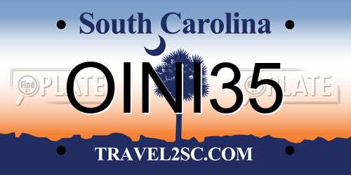 OINI35 South Carolina License Plate